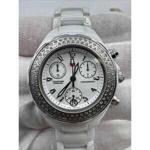 Michele Stain/Steel Tahitian Diamond Ceramic Watch MWW12A000001 120 Diamonds